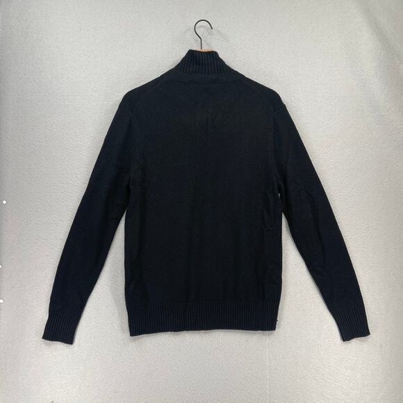 Amicale Sweater Mens Medium Black Pullover 1/2 Placket Stand Collar Jumper Wool - Picture 11 of 11